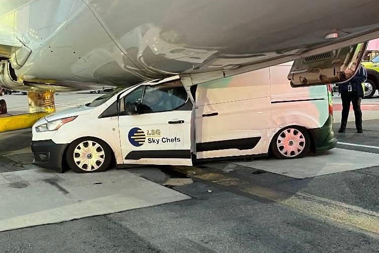 Snack Attack: Catering Van Crashes Into Parked Jet at Logan